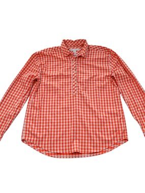 Southern Tide Intercoastal Orange Gingham Shirt Size Large Lightweight Stretch B
